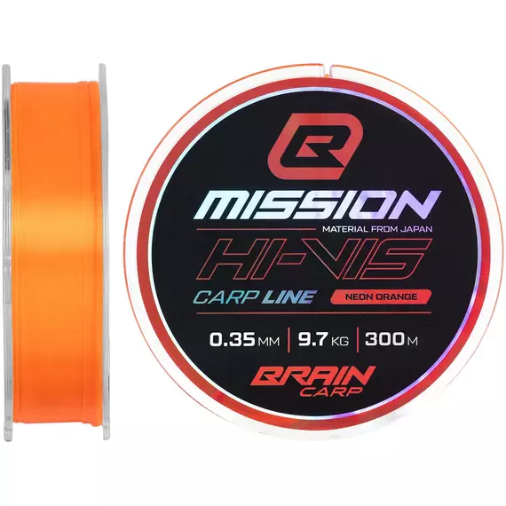 Волосінь Brain Mission Carp Line (Neon Orange) 300m 0.35mm 9.7kg, фото 